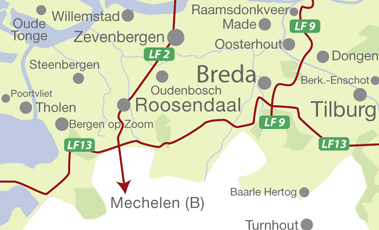 Radkarten mit Knotenpunkten 17 West en Midden Brabant